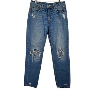 H & M Distressed Button Fly Jean 100% Cotton Size 6